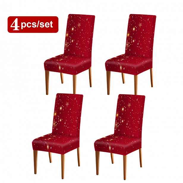TEMU Potah na židli - Elastický červeno-zlatý potah na židli s hvězdou (židle není součástí balení), - Špičkový stylový design potahu na židli,