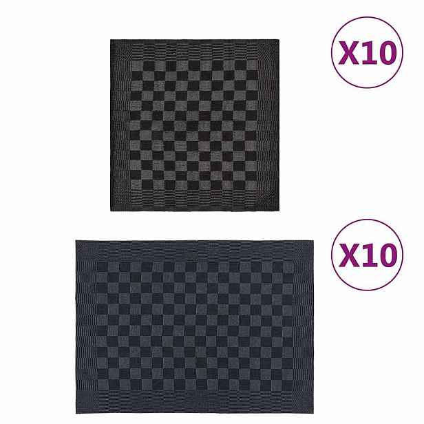 vidaXL Kuchyňské utěrky 20 ks černé a šedé bavlna