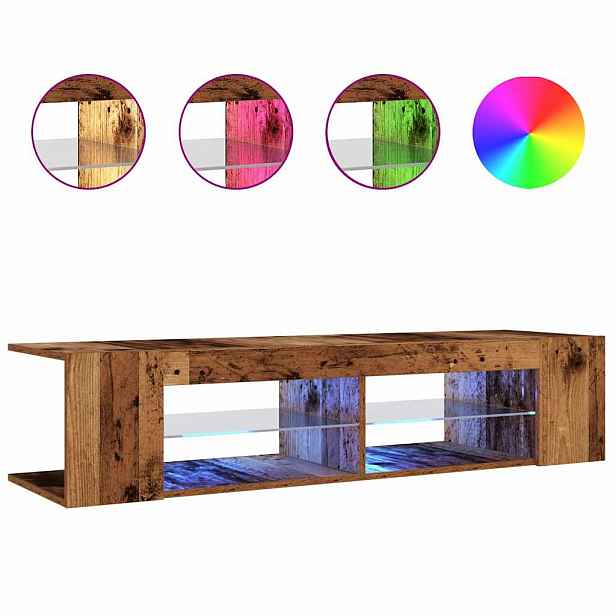 vidaXL TV stolek s LED old wood 135 x 39 x 30 cm kompozitní dřevo