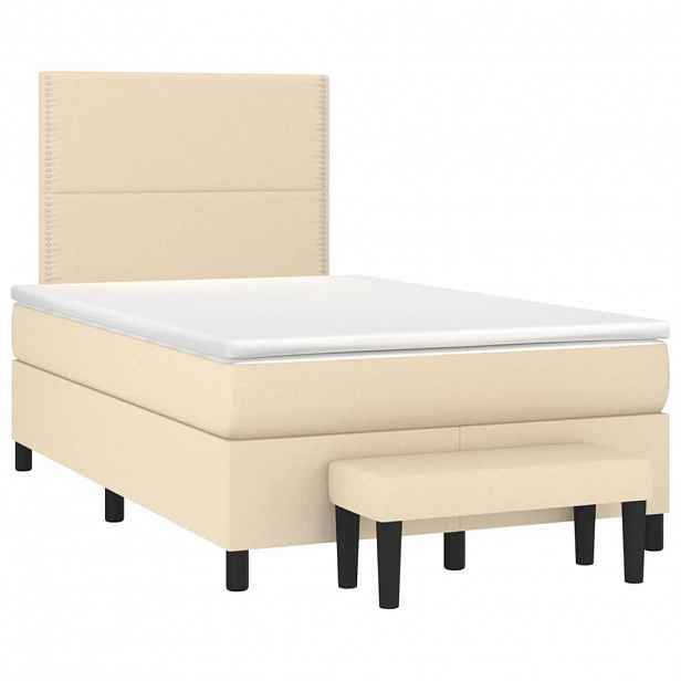 vidaXL Box spring postel s matrací krémová 120x190 cm textil