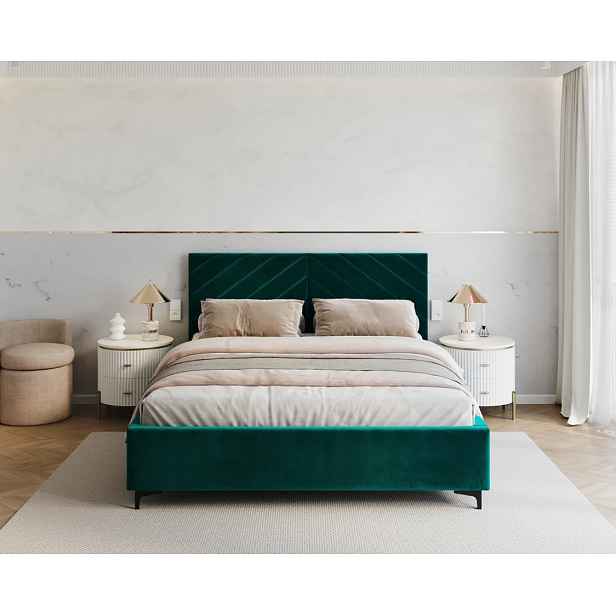 FDM Čalouněná postel Elegante se zvedacím roštem Paris petrolejově modrá, velikost 120x200