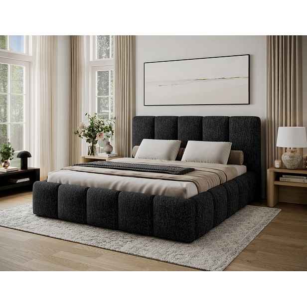 Manželská čalouněná postel 160x200 DOLVERO 2 - černá