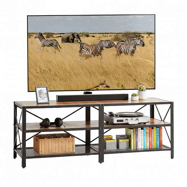 Relaxdays SKŘÍŇKA hnědá černá TV 4 přihrádky 140 cm