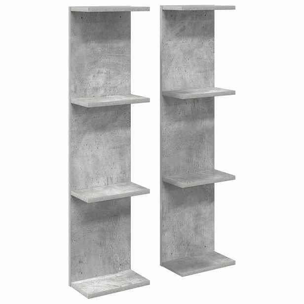vidaXL Nástěnná polička 2 ks Betonově šedá 25 x 15 x 100 cm