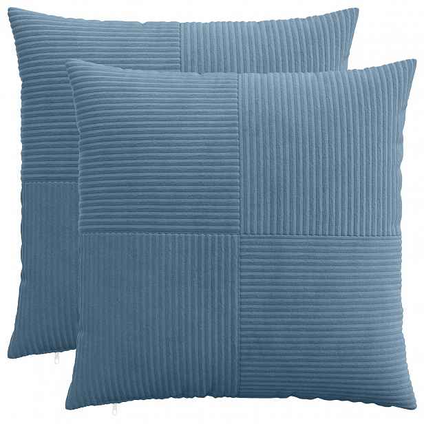 vidaXL Povlak na polštář 2 pcs ALMELO Modrá 55 x 55 cm manšestr