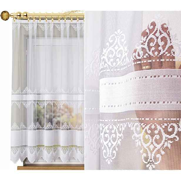 Žakárová záclona s pruhovaným vzorem 107363, vel 400x155cm, rovná (s lemem)