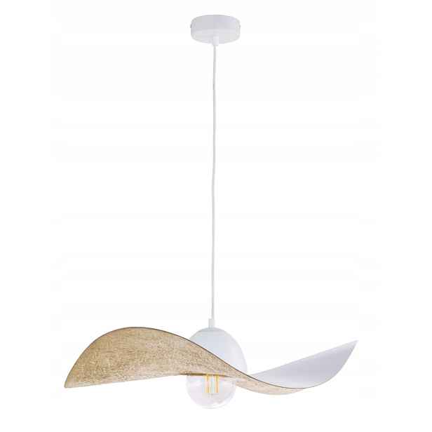 Dekorativní závěsná lampa ve tvaru klobouku, bílá, zlatá, 55 cm Sigma