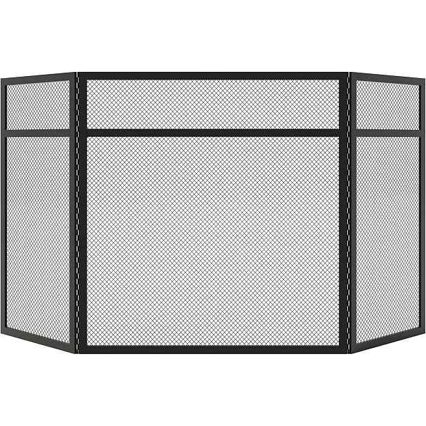 Kingson Krbová clona 3-Pane 100×60 cm Černá Ocelová