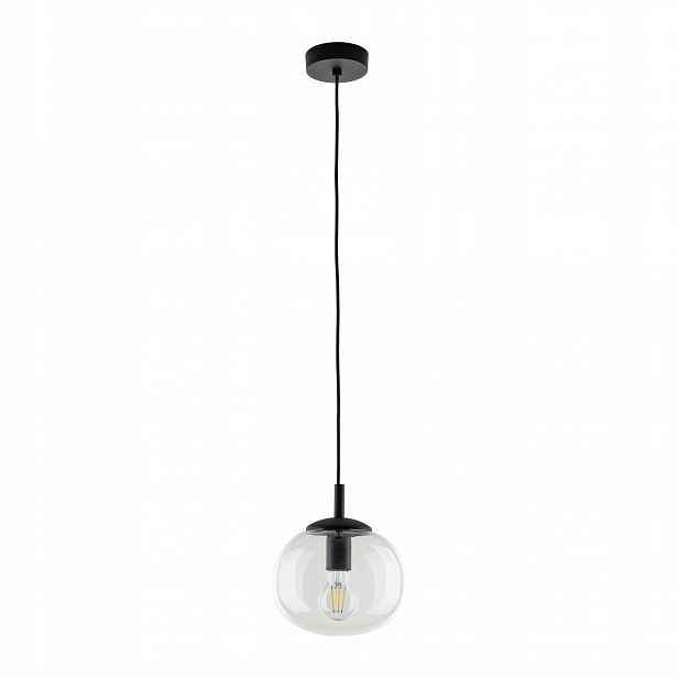 Stropní Svítidlo Vibe Černé Transparentní Skleněné Stínidlo 1xE27 20cm Závěsné