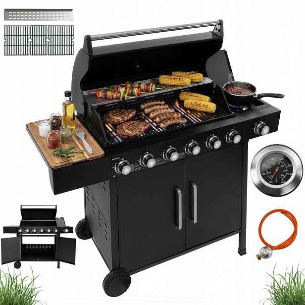 Zahradní plynový gril Bergmann 6+1 22,6 kW litinový rošt, boční hořák