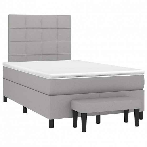 vidaXL Box spring postel s matrací světle šedá 120x190 cm textil