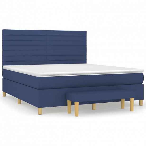 vidaXL Box spring postel s matrací modrá 160x200 cm textil