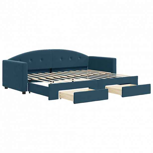 vidaXL Válenda s přistýlkou a zásuvkami modrá 80 x 200 cm samet
