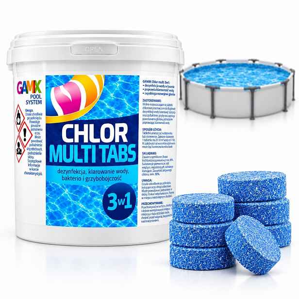 Chlor Multi 3V1 5KG 25X200G Tablety Do Bazénu Proti Řasám A Bakteriím