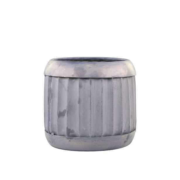 Dekorační plechový antik obal na květináč Grooves S - Ø 14*12cm Chic Antique