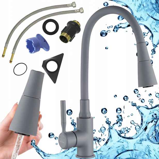 Kuchyňská dřezová baterie Pogo Plus Invena šedá