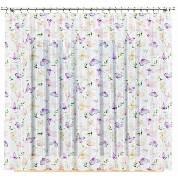 Motýlky Nelka vel 300 x 157 cm záclona voálová s lemem (s lemováním)