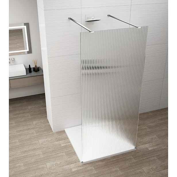 Polysan Esca - Sprchová stěna Walk-In 100x210 cm, Antidrop, sklo Flute/chrom ES1310-05