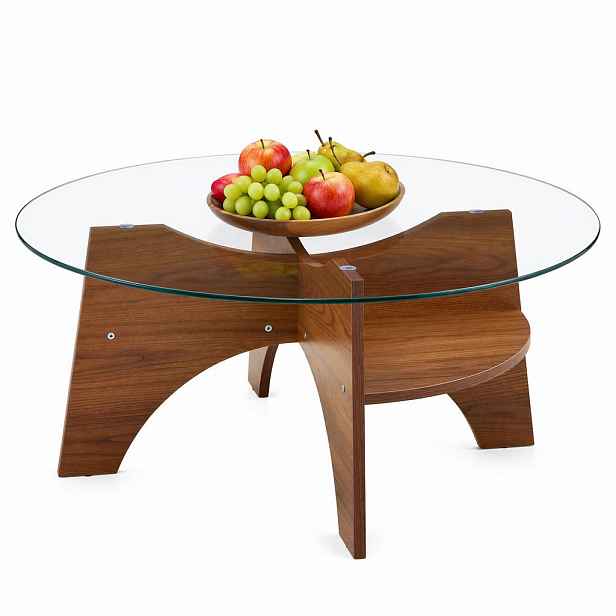 STILVORA KONFERENČNÍ STŮL kulatý v barvě ořechu moderní odkládací stolek do jídelny a obýváku Ø80x36 cm