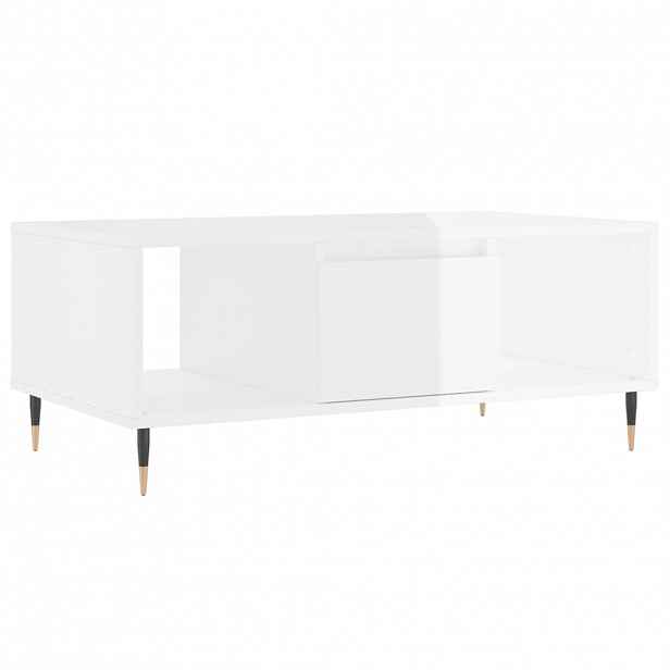 vidaXL Konferenční stolek bílý s leskem 90x50x36,5 cm kompozitní dřevo
