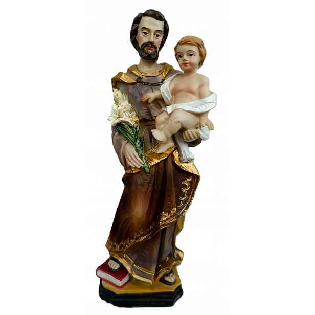 Figurka sv. Josefa Strážce s Ježíškem a lilií výška 19,6 cm
