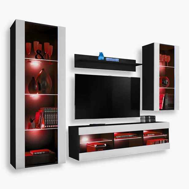 komodee Tivoli Medio Rtv set do obývacího pokoje Černá-Bílá Rgb Led