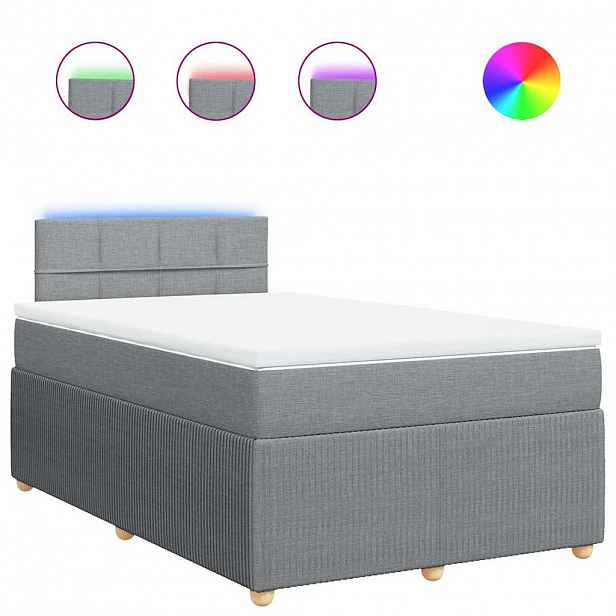 vidaXL Box spring postel s matrací světle šedá 120x190 cm textil
