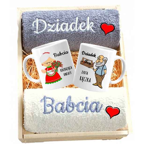 dárek pro Babičku A Dědečka, ručníky, výšivka a hrnky, Dědečkům Na Den Babičky