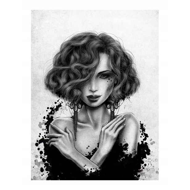 Fototapeta Žena abstrakce vinylová 184x254 Černobílá elegance lepidlo