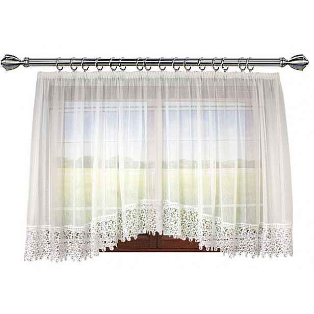 Hotová záclona voál bílá Jemný Déšť Strupki s guipurou 400x160 cm výška.