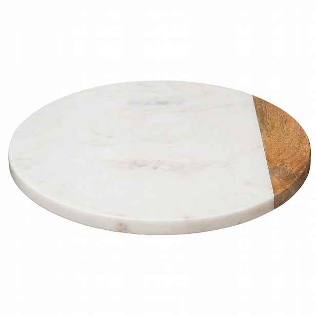 Otočný podnos Geom Hygge, O 30 cm, mramor, bílý
