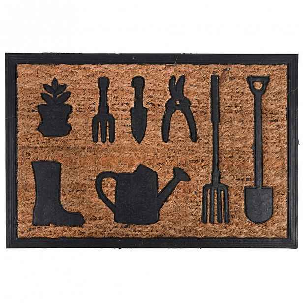 Rohožka z kokosového vlákna s designem zahradního nářadí Esschert Design Gardener, 40,3 x 40,3 cm