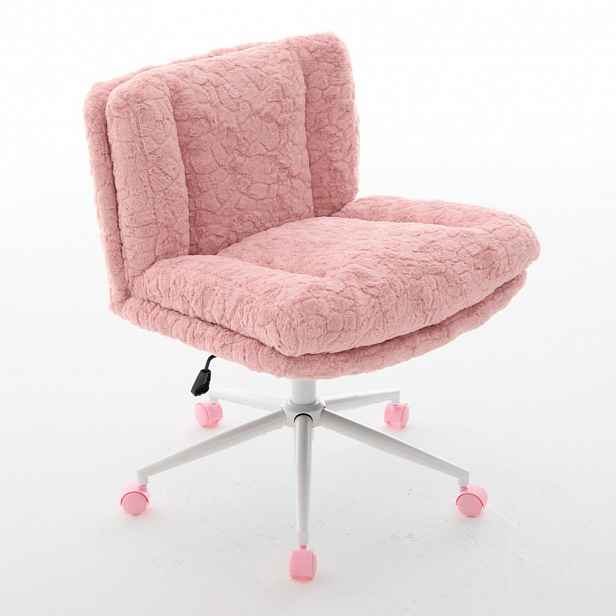 SHOPENTRA DREHSTÜHLE Kunstfell Drehbar Metallgestell Rosa