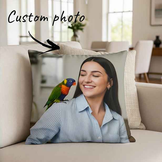TEMU Vlastní personalizovaný potah na polštář s fototiskem, vhodný pro teplé páry a rodinné fotografie, vlastní potah na polštář, dárek, jednostranný
