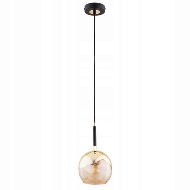 Černá závěsná lampa Prada 1xE27 15W se skleněnou koulí, kov Alfa