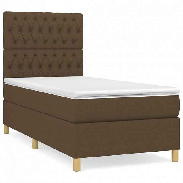vidaXL Box spring postel s matrací tmavě hnědá 90x190 cm textil