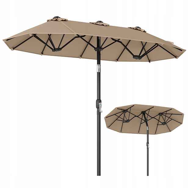 Klasický deštník Costway hnědý 300 x 220 cm