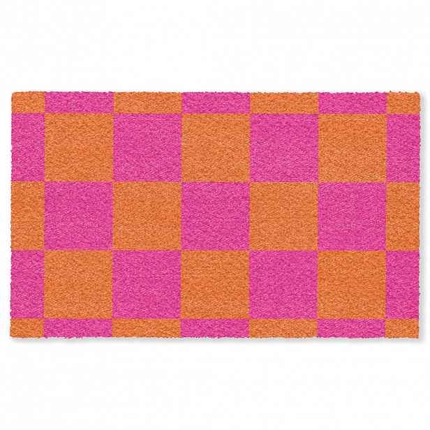 MuchoWow ROHOŽKA Šachovnicový potisk - Oranžová - Růžová - Bloky 150x90 cm