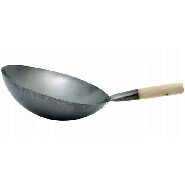 Wok z oceli, ocel s kulatým dnem, průměr 35 cm (14 palců) Shine Farm