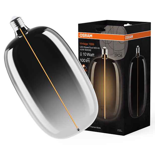 Led žárovka E27 4.8W 10W 100lm 1800K Kouřová Filament Vintage 1906 Osram
