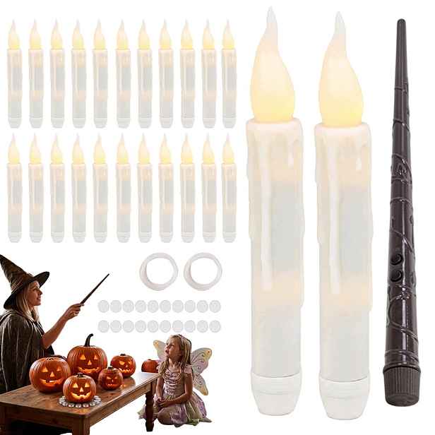 Kouzelné Led Svíčky 24 Kusů S Hůlkou Pro Dekoraci Interiéru Halloween