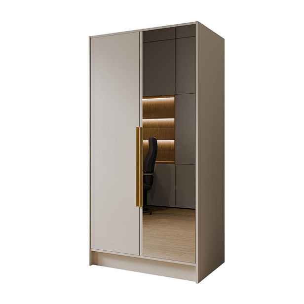 MASSENO ŠATNÍ SKŘÍŇ S OTOČNÝMI DVEŘMI RENVO, 102/200/51 cm moderní 2dveřová se zrcadlem, kašmírová