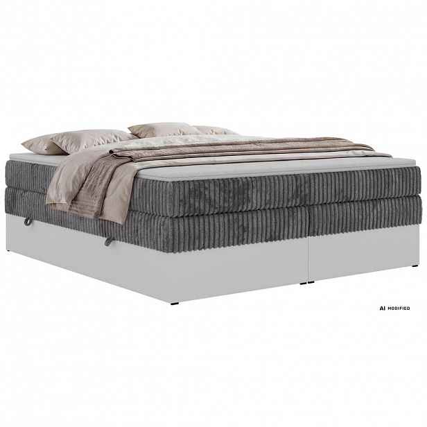 MKS POSTEL BOXSPRING TRAVIT ZERO KING 140/200 - Šedá Manšestr - Topper Visco - H4