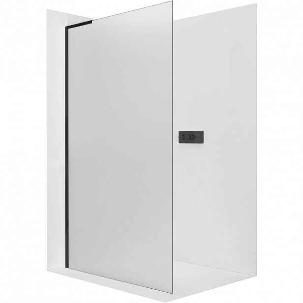 Sprchová zástěna Walk-in Onyx L-levá vzpěra - 8 mm - černá matná, mléčné sklo - 60x200 cm