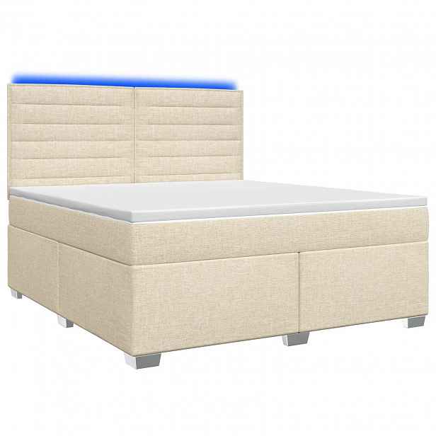 vidaXL Postel boxspring s matrací s čelo Krémová 140 x 200 cm Textil