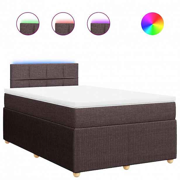 vidaXL Box spring postel s matrací tmavě hnědá 120x190 cm textil