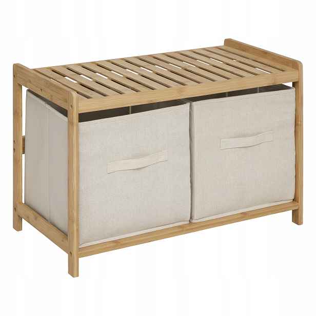 Bambusová Lavička Do Koupelny, Úložný Box, 2 Ks, 66,8 X 44 X 35 CM