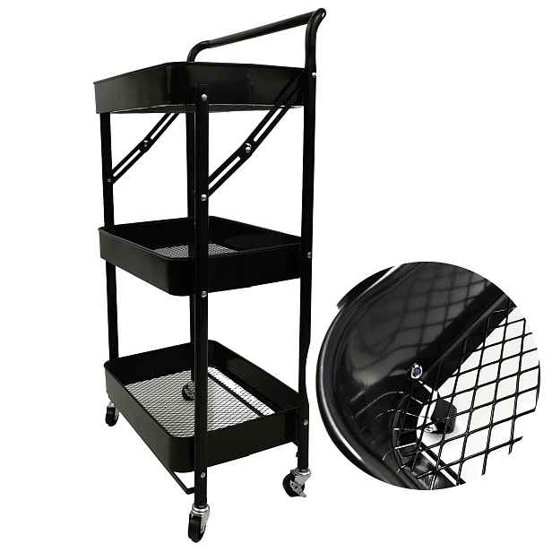 Kontrast Skládací pojízdný regál Piko 82 cm černý