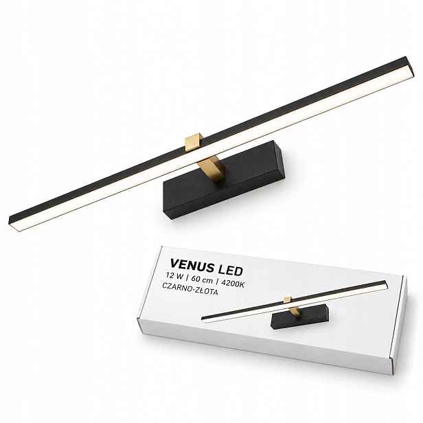 Lampa do zrcadla Venus 12W 60 cm černo-zlatá Led neutrální 4200K 840lm