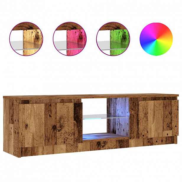 vidaXL TV stolek s LED old wood 120 x 30 x 36 cm kompozitní dřevo
